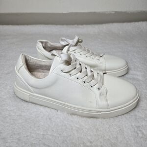 Joie Harvard Sneakers White Size 8.5 Faux Leather Tennis Shoes